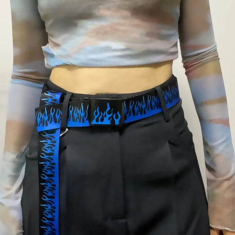Pastel Goth Bubblegum Flame Canvas Belt