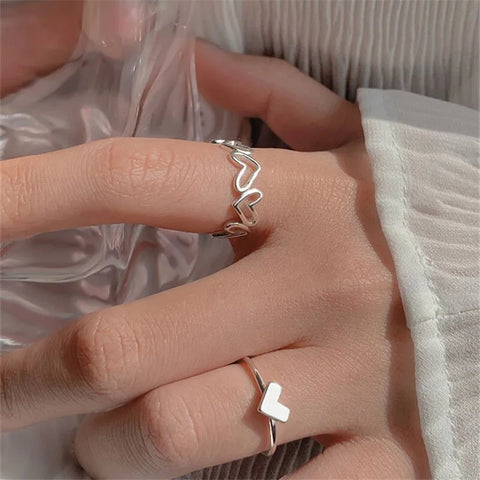Goth Silver Chain Hand Harness Ring Set