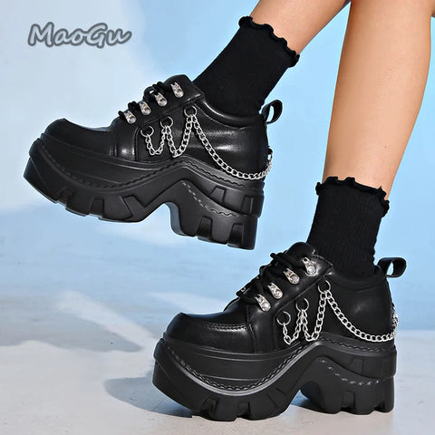Cyber Goth Chainlink Platform Shoe
