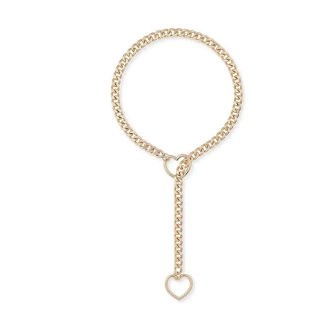 Goth Double Heart Lariat Chain Necklace