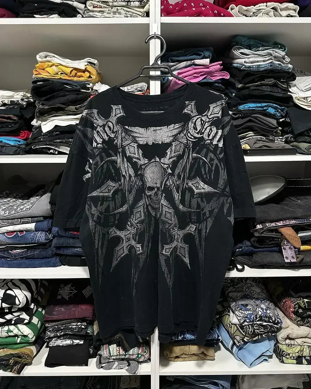 Y2K Goth T-shirt with white splice print
