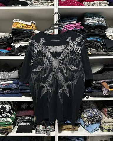 Y2K Goth T-shirt with white splice print