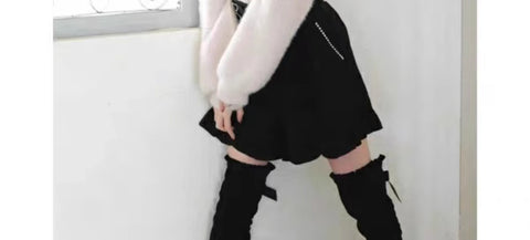 Pastel Goth Heartbreak Bloom Fuzzy Off-Shoulder Sweater