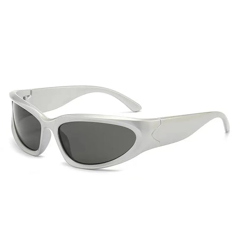 Cyber Goth Chrome Wraparound Shield Sunglasses