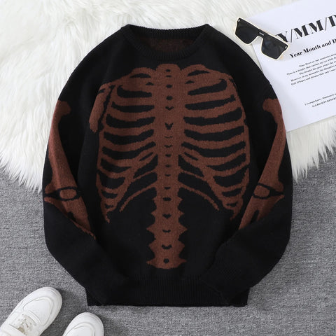Goth Skeleton Rib Cage Knit Sweater