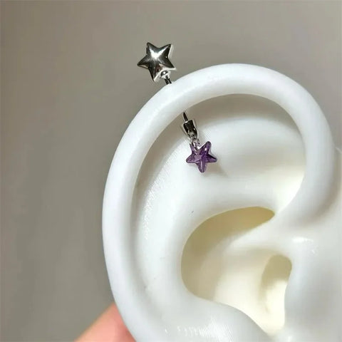 Mall Goth Fallen Angel Wing & Crystal Cross Earring Set