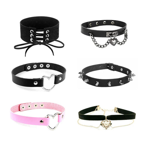 Goth Dark Heart Choker Necklace Set