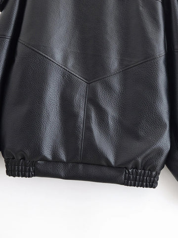 Nu Goth Oversized Moto Coat in Structured Faux Leather