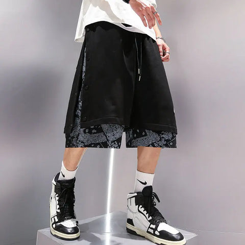 Nu Goth Bandana Splice Snap-Side Shorts