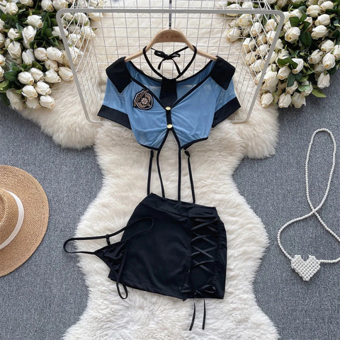 Goth Bound in Contrast Rope Bodysuit
