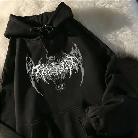Goth Death Metal Bat Skull Oversized Tshirt