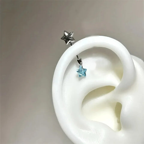 Mall Goth Fallen Angel Wing & Crystal Cross Earring Set