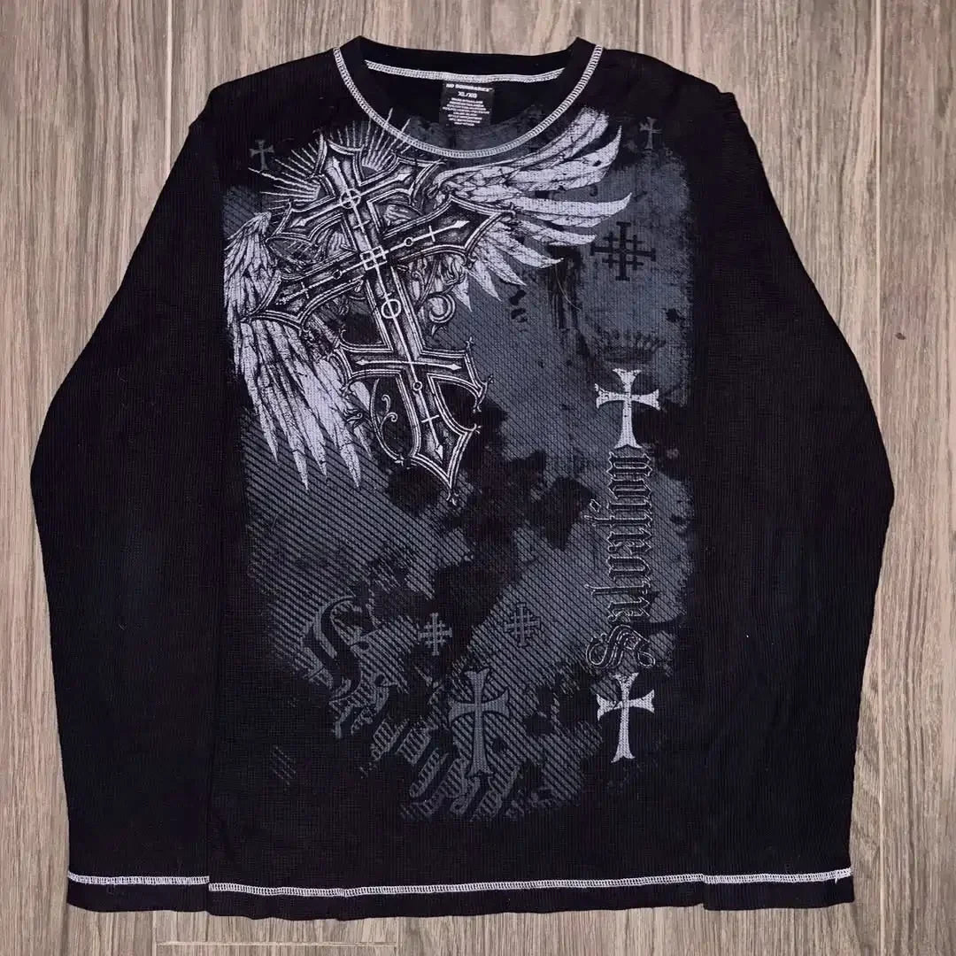 Y2K Goth T-shirt with white splice print