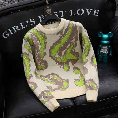 Cyber Goth Acid Static Jacquard Knit Sweater
