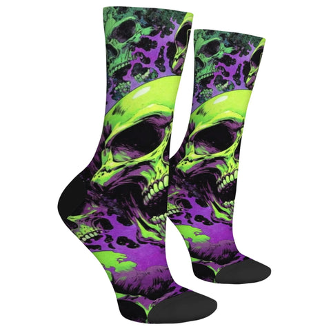 Cyber Goth Toxic Skull Crew Sock