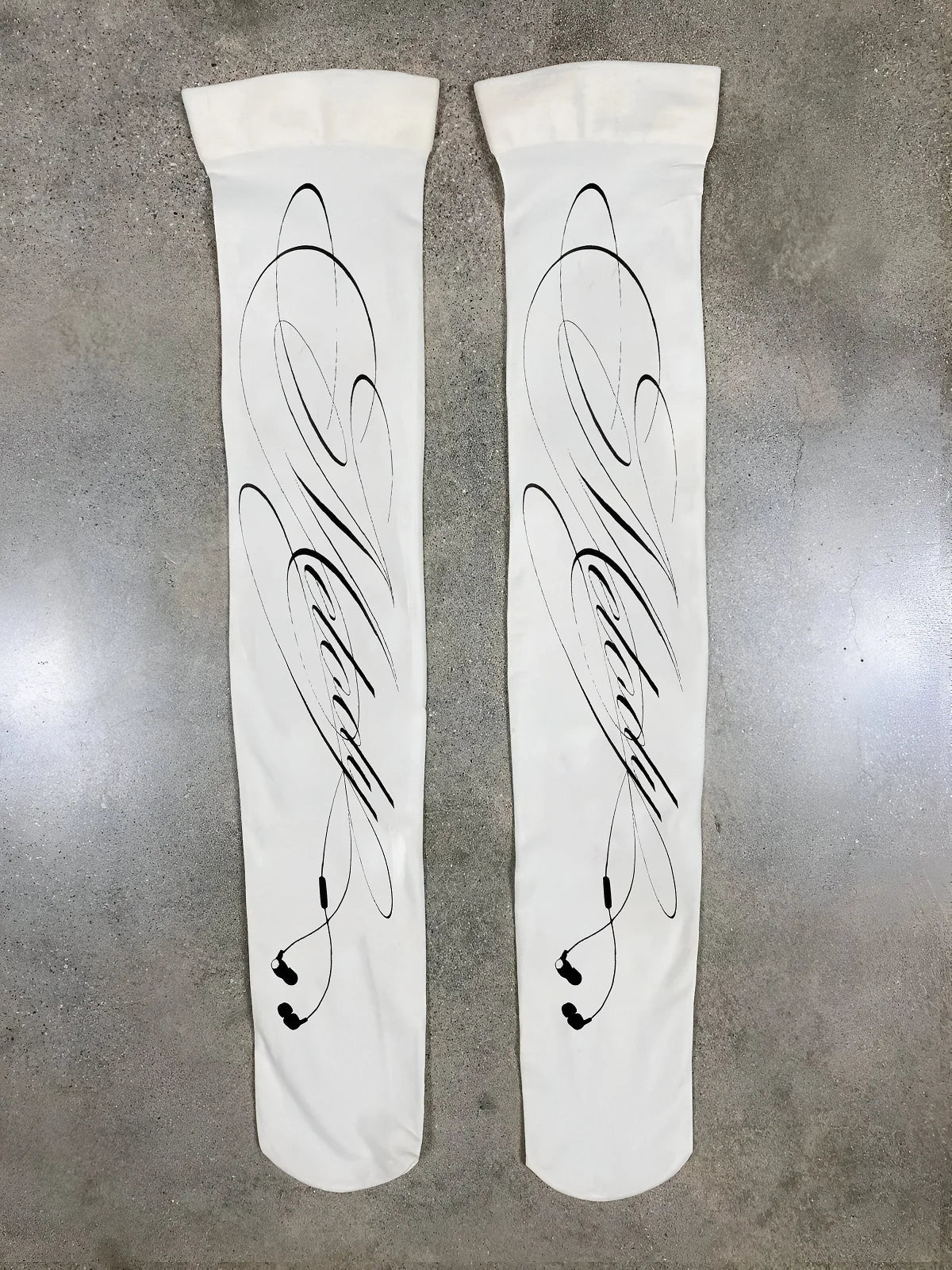 Victorian Goth Ornate Dagger Script Thigh-High Sock