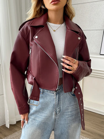 Goth Cropped Moto Coat in Obsidian Black