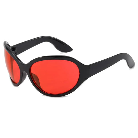 Cyber Goth Wraparound Oval Shield Sunglasses