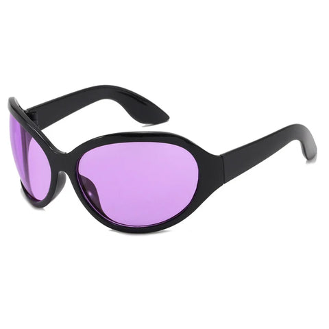 Cyber Goth Wraparound Oval Shield Sunglasses