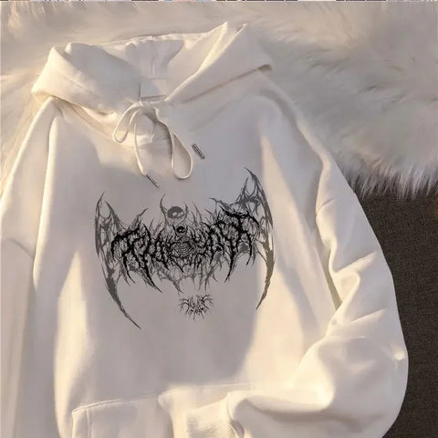 Goth Death Metal Bat Skull Oversized Tshirt