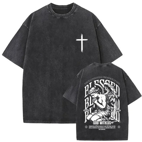 Gothic T-shirt with black washed vintage graphic