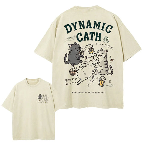 Alt T-shirt with cat cartoon graphic