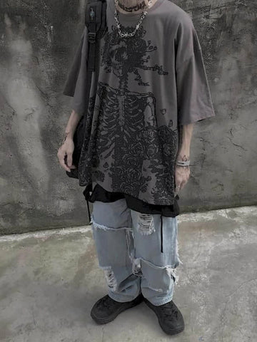 Goth Bone Garden Oversized T-Shirt