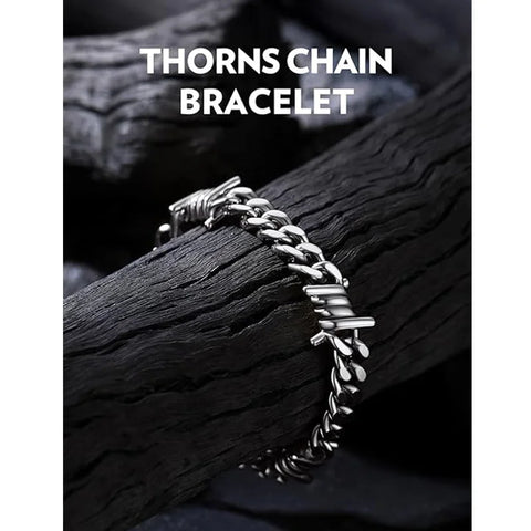 Goth Barbed Wire Thorn Chain Bracelet in Stainless Steel