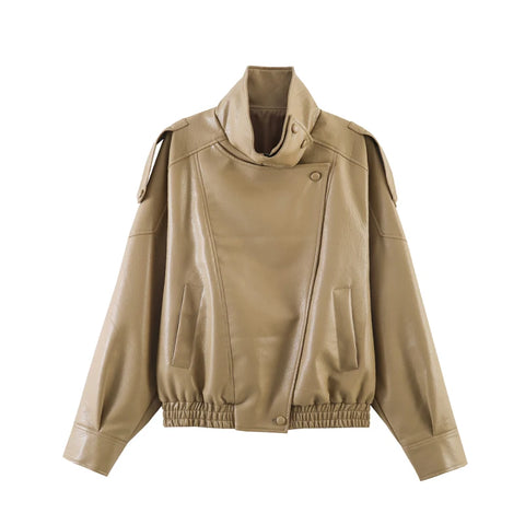 Nu Goth Oversized Moto Coat in Structured Faux Leather