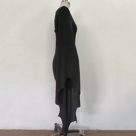 Goth Batwing Lace-Up Shadow Wing Mini Dress