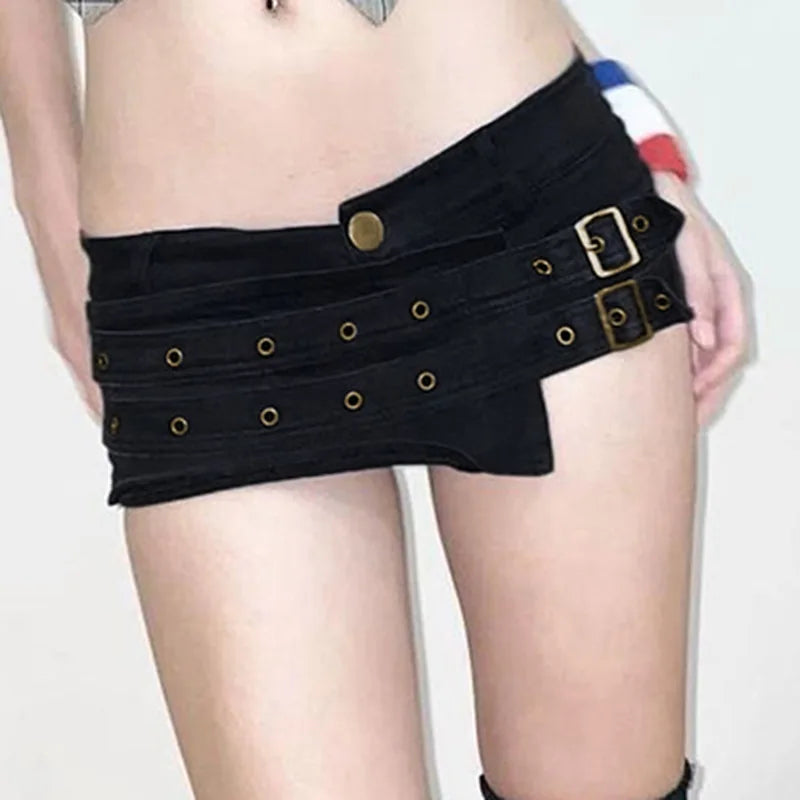 Mall Goth Brass Eyelet Low-Rise Micro Pants