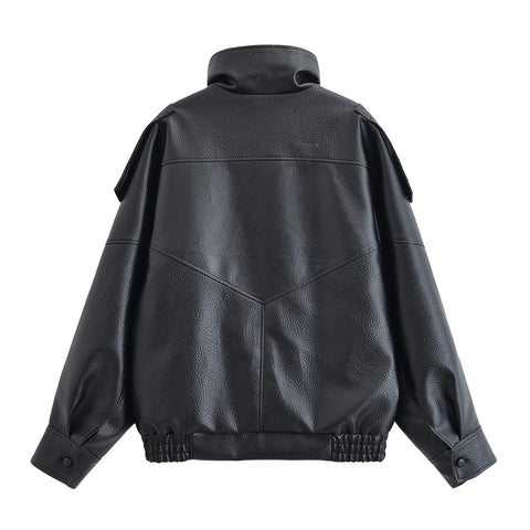 Nu Goth Oversized Moto Coat in Structured Faux Leather