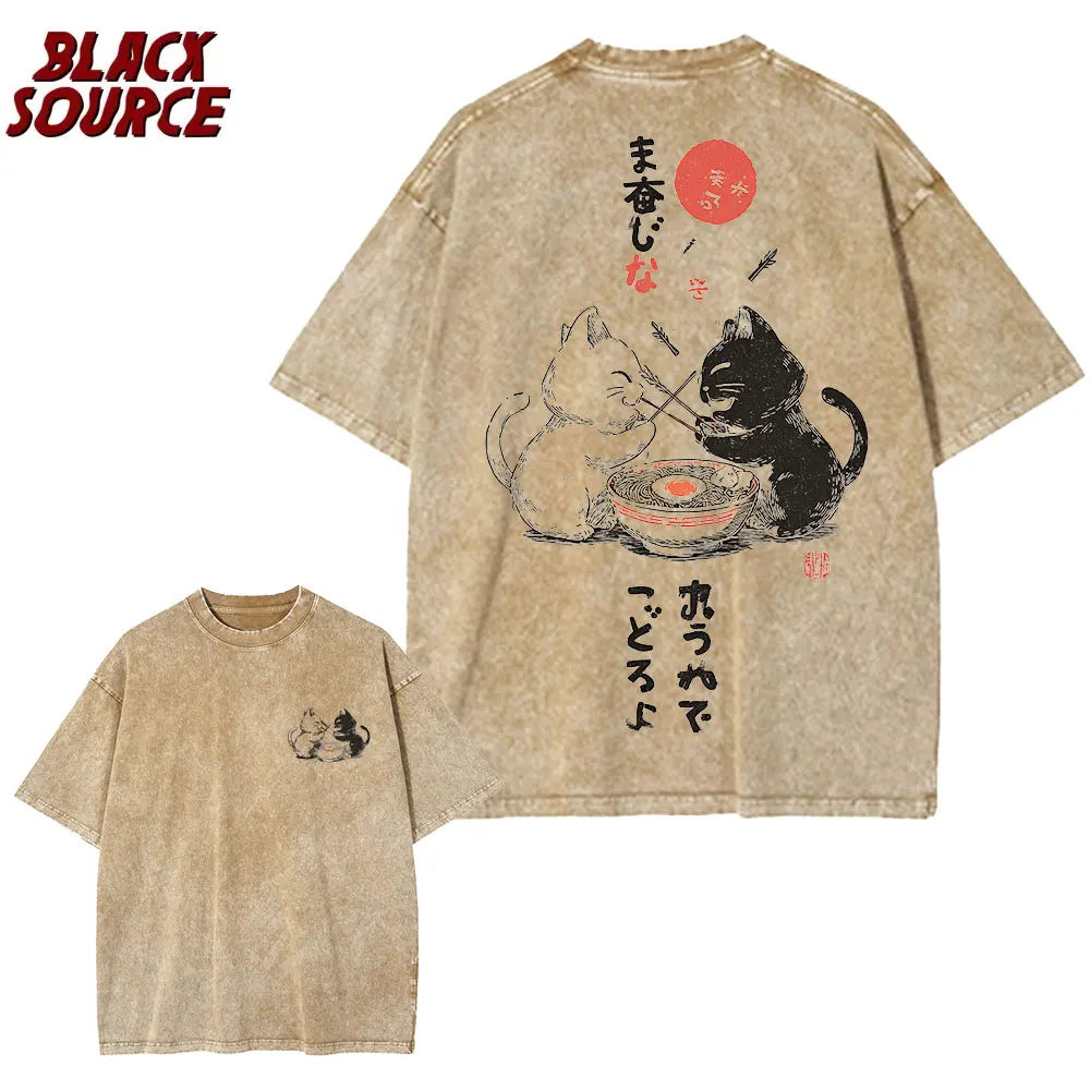 Alt T-shirt with cat cartoon graphic