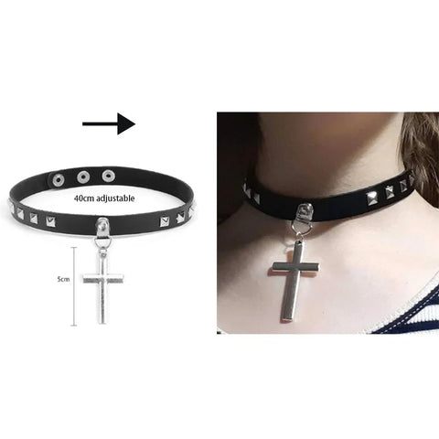 Goth Dark Heart Choker Necklace Set