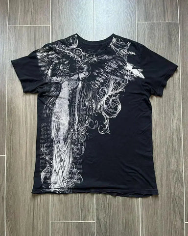 Y2K Goth T-shirt with white splice print