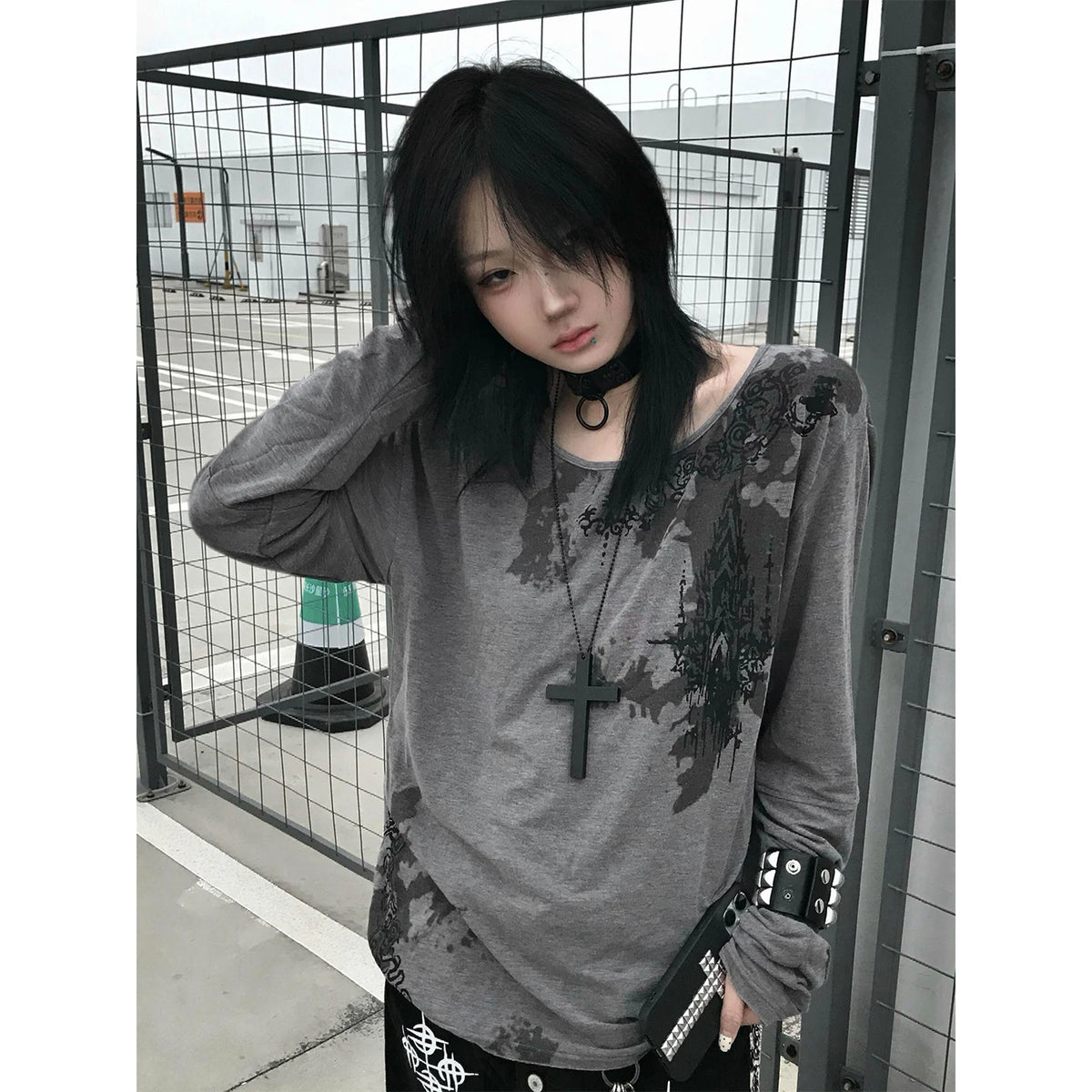Nu Goth Cathedral Shadow Long Sleeve T-Shirt