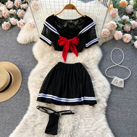 Goth Bound in Contrast Rope Bodysuit