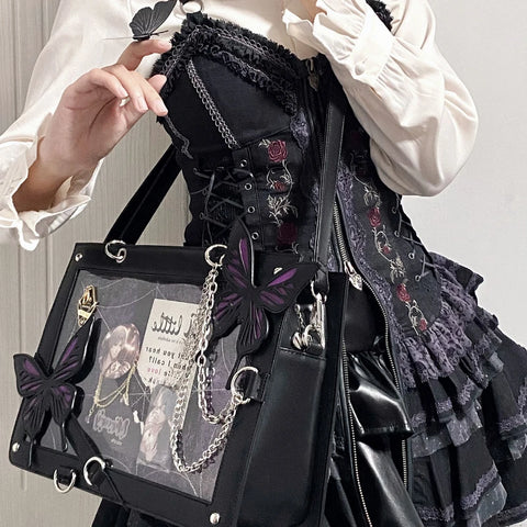 Goth Labyrinth Butterfly Ita Bag — Dark Collector's Tote