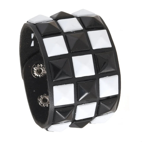 Cyber Goth Pixel Pyramid Stud Cuff Bracelet