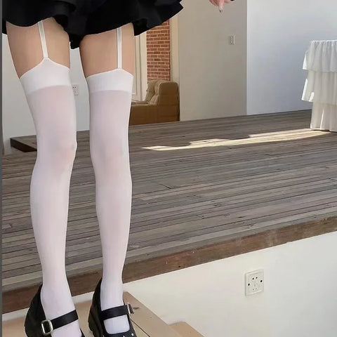 Goth Suspender Garter Illusion Thigh-High Sock