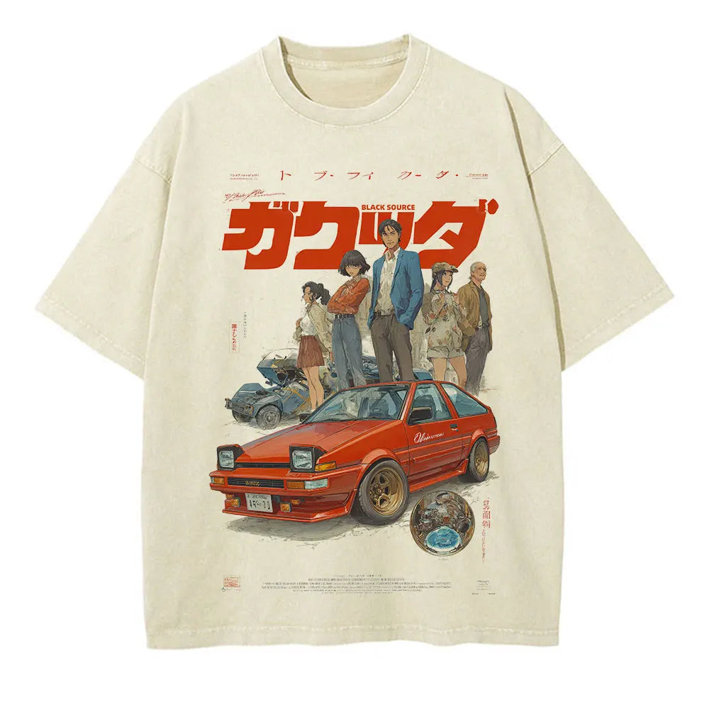 Alt T-shirt with cat cartoon graphic