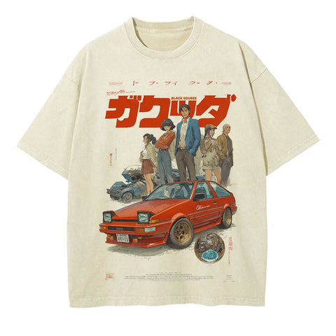 Alt T-shirt with cat cartoon graphic