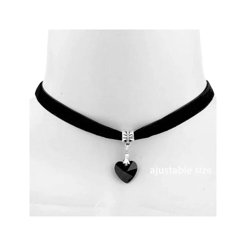 Goth Dark Heart Choker Necklace Set