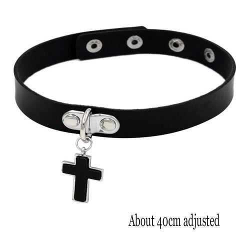 Goth Leather Choker Necklace — Dark Devotion Collection