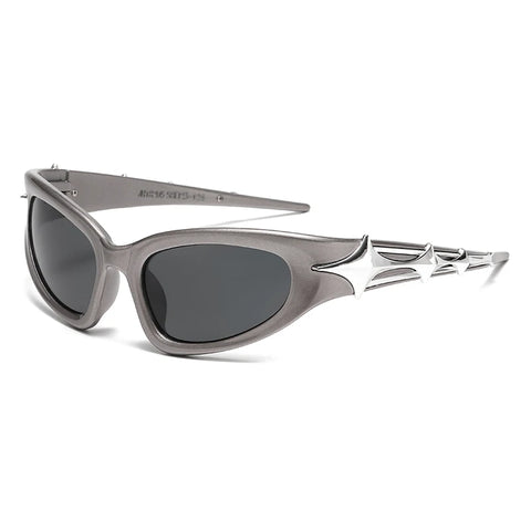 Cyber Goth Electric Blue Spike Wrap Sunglasses