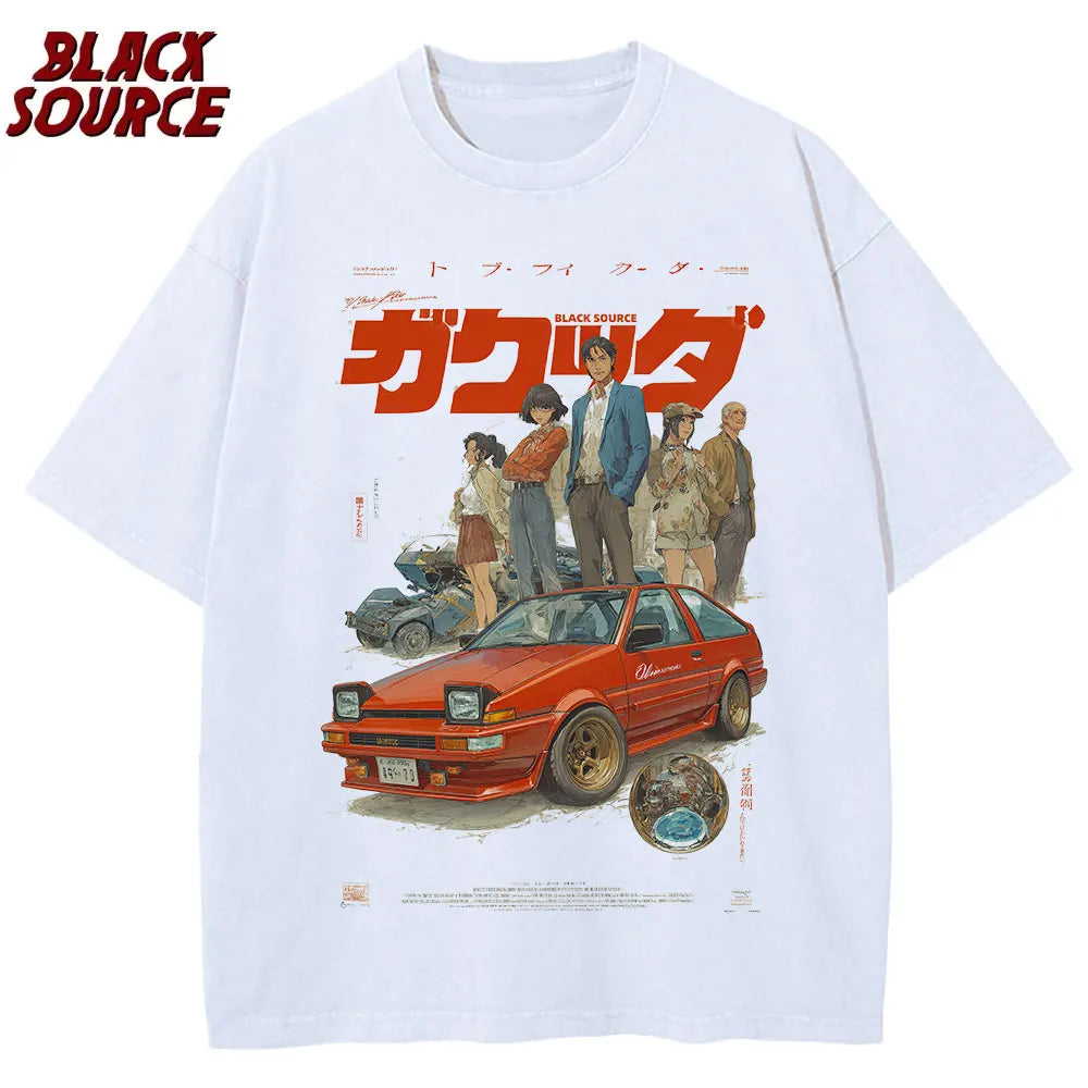 Alt T-shirt with cat cartoon graphic