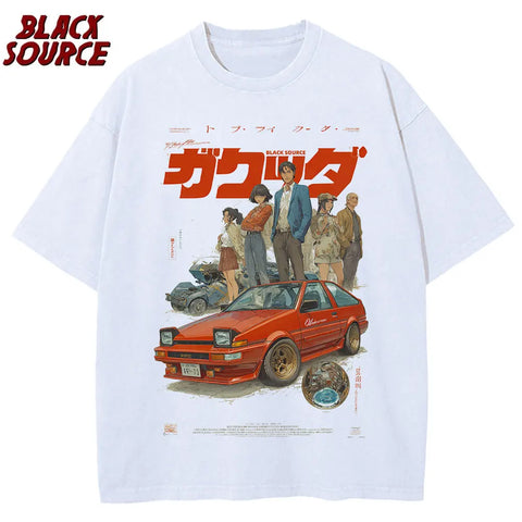 Alt T-shirt with cat cartoon graphic