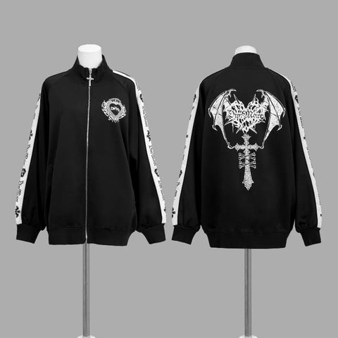 Goth Demon Wings Cross Track Tshirt
