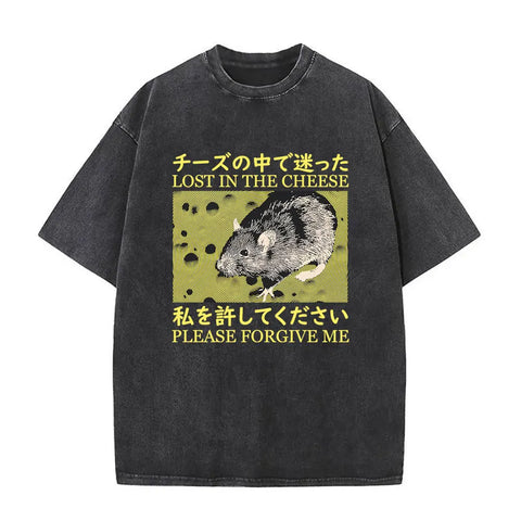 Alt T-shirt with black funny pigeon graphic