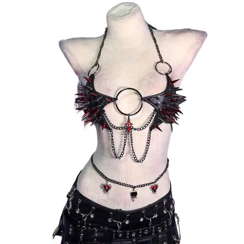 Cyber Goth Spiked Armour Halter Top
